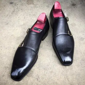 Vysoce Kvalitní Nové Módní Muži Pu Kůže Spona Obchodní Boty Ležérní Vintage Classic mnich popruh Boty Zapatos De Hombre HA435