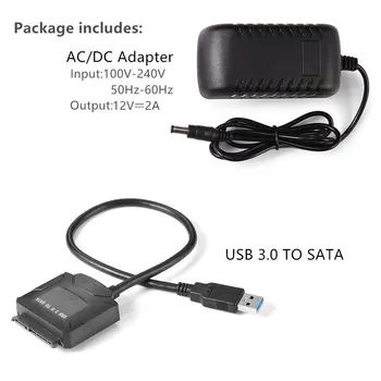 USB 3.0 Na SATA Napájecí Adaptér Pro 3.5 inch HDD 2,5 palcový SSD disk s 12V 2A AC / DC napájecí měniče