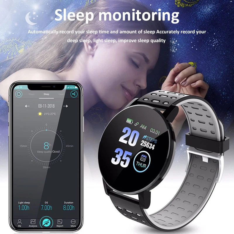 1.3 palcový Chytrý Hodinky Vodotěsné Bluetooth Krevní Tlak Fitness Tracker pro Sledování Tepové Frekvence Sportovní Smartwatch Pro iOS, Android 2