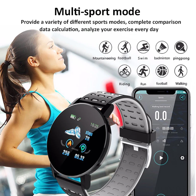 1.3 palcový Chytrý Hodinky Vodotěsné Bluetooth Krevní Tlak Fitness Tracker pro Sledování Tepové Frekvence Sportovní Smartwatch Pro iOS, Android 5