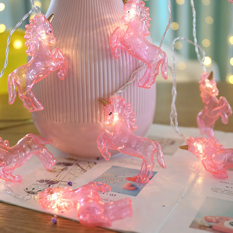1,5 m růžový jednorožec LED string světlo unicorn narozeniny, party dekorace baby sprcha svatební unicorn LED zásoby strany 2