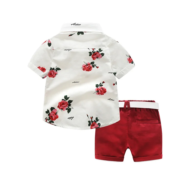 1-7 roků 2ks Děti, Dítě, Chlapec, Květinové Košile Topy+Kalhoty, Oblečení, Oblečení Gentleman Oblek Set 1