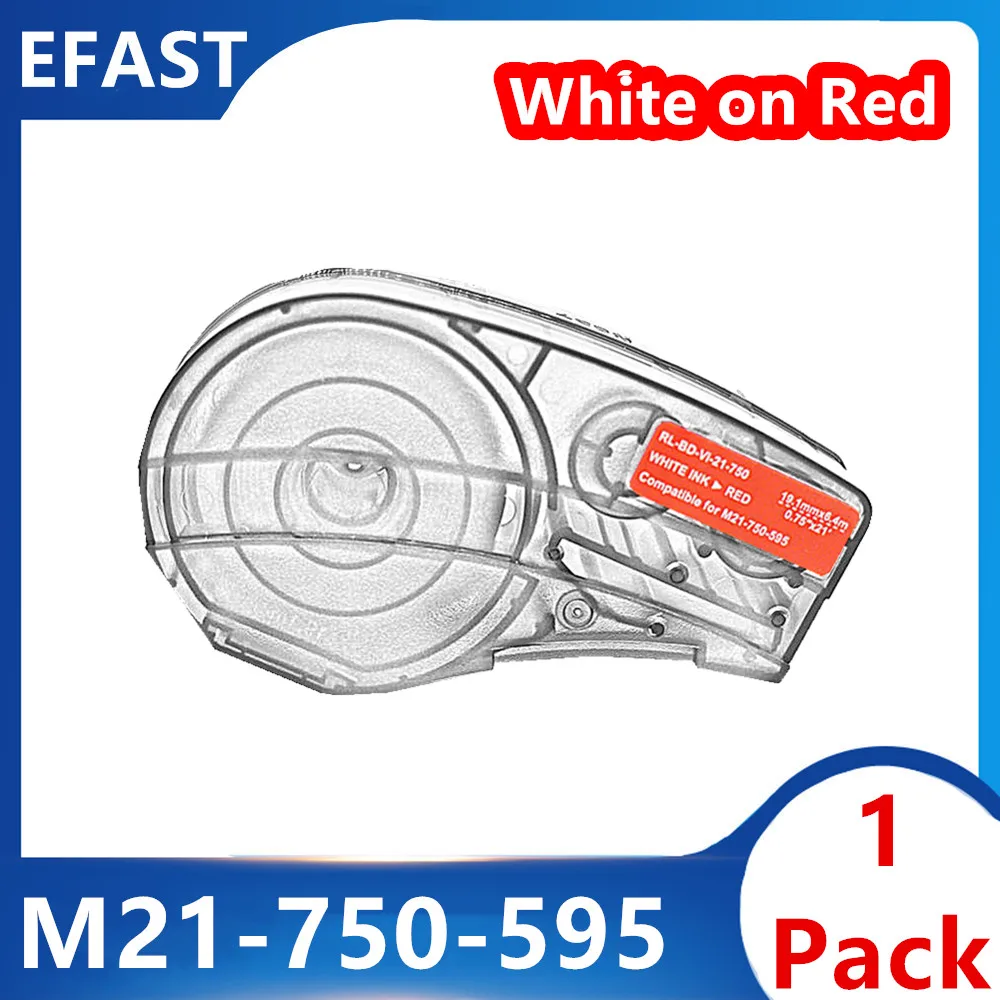 1 Balení M21 595 750 Vinyl Label Ribbon bílá na červené, Pro BMP21-PLUS Printer M21-750-595 19.1 mm * 6.4 m 2