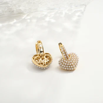 Flashbuy Nový Design Pearl Láska Srdce Náušnice Pro Ženy Módní Slitiny Mědi Geometic Náušnice Ženské Minimalistické Šperky