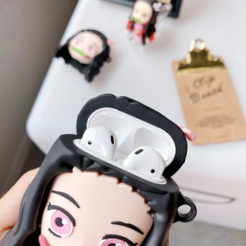 Anime Karikatura krásná dívka 3D pouzdro pro AirPods 1 2 pro nabíjení box měkké silikonové Bezdrátové bluetooth sluchátka, ochranný kryt