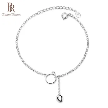 Bague Ringen Krásná Kočička Bell Náramek pro Ženy, Módní Stříbrné Šperky 925 Jednoduché korejský styl design Ženy Jemné Šperky Dárek