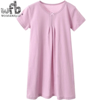 Maloobchodní 3-16 let bavlny dětský domov nosit noční košili dívka podzim letní-krátký rukáv