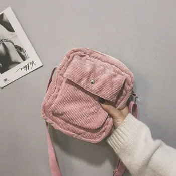 Manšestrové College Styl Taška Přes Rameno Messenger Tašky Mini Crossbody Tašky Pro Ženy, Student Dívka Korejská Verze Flap Bag