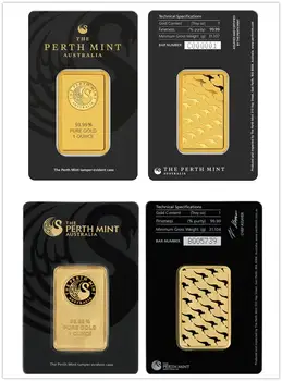 The Perth Mint 1 Oz Troy 99.99% Ryzího Zlata Replika Suvenýr Austrálie Vysoký Reliéf Token Gold Bar dhl doprava zdarma