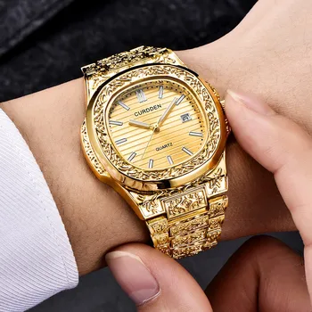 Luxusní Slavné Top Značky Pánské Módní Ležérní Šaty Hodinky Slitiny řemínek Quartz Náramkové hodinky Retro Styl quartz horloge heren F5