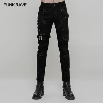 PUNK RAVE Mužů Punk Rock Fashion Osobnost Dlouhé Kalhoty Gothic Styl Ležérní Streetwear Pánské Motocykl Cool Kalhoty Kalhoty