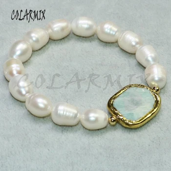 5 kusů přírodní perla náramky, sladkovodní pearl šperky mix kamenné náramek velkoobchod šperky vyráběné náramky pro ženy 9110