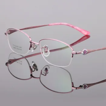 Vysoce Kvalitní Nové Čisté Titanové Brýle Rám Ženy Půl Rám Módní Ultra Lehká Krátkozrakost Brýle na lékařský Předpis Optické Brýle