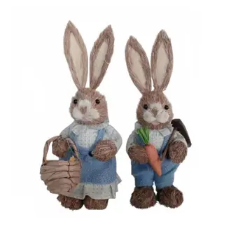Roztomilé Slámy Králík Bunny Velikonoční Dekorace Holiday Home Zahrada Svatební Ozdoba M68E