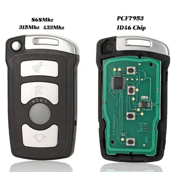 Jingyuqin 4 Tlačítka Vzdálené klíče Fob 315/433/868 mhz Keyless-go Pro BMW 7 SERIES E65 E66 s ČIPEM ID46 7953 CAS1 HU92 UNCUT