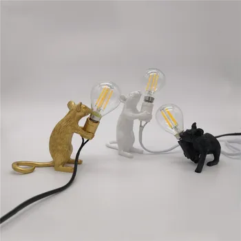 Seletti Pryskyřice Monkey lampa Černá Zlatá Bílá Design myši lampa Art Dekor Průmyslu Loft vintage lana závěsná lampa LED zvíře lampa