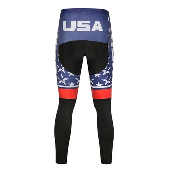 Pro Tým Cyklistické USA Vlajka Hvězdy Dlouhý Rukáv Uniformy Ropa Ciclismo Dres MTB Kolo Košile Pad Kalhoty Set Cyklistické Oblečení Oblečení