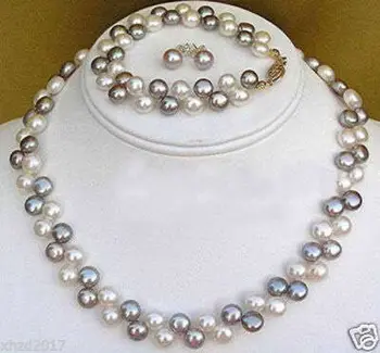 Ženy'sWedding Přírodní Jemné Šperky Černá Bílá pearl náhrdelník náramek náušnice sada real nový-šperky