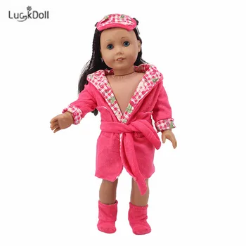 Panenka Plyšová s Kapucí noční Košile Pyžama Oblek 43 cm Baby Doll A 18 Palcový American Doll Příslušenství,Naše Generace, Nejlepší Dárek Pro Dívku