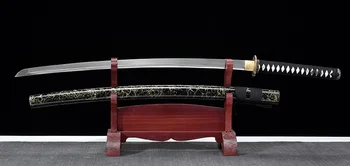 41Inches-Skutečný Meč 1060 Oceli s Vysokým obsahem Uhlíku Full Tang Ostrost Připraven Pro Řezání-Japonská Katana-Černá/Zlatá