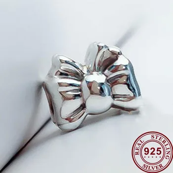 925 Sterling Silver Korálek Stříbrný Luk Korálky Fit Pandora Ženy, Náramek & Náhrdelník Diy Šperky