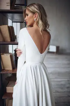 Levné Sexy Plus Velikosti Svatební Šaty Roku 2020 Dlouhé Rukávy Vysoká Nízká Svatební Šaty S Hlubokým Výstřihem Elegantní Vestido De Noiva Luxusní Svatební Šaty