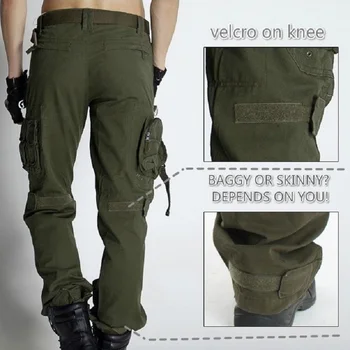 Venkovní Mužské Vojenské Armádní Taktický Boj Maskovací Kalhoty Pánské Kombinézy Baggy Cargo Kalhoty Volné Multi-kapsa Dlouhé Kalhoty