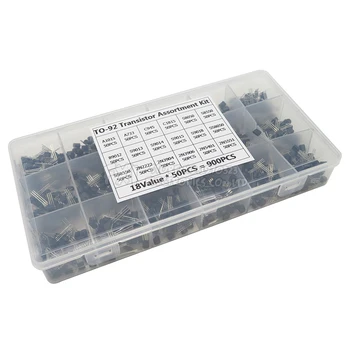 900PCS 18Values to-92 Tranzistor Sortiment Kit hjxrhgal A1015 2N2222 C1815 S8050 2N3904 2N3906 S9012 Tranzistory sada pack
