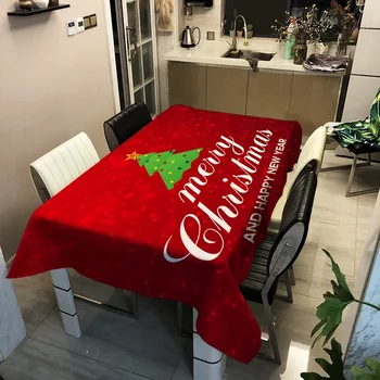 Jídelní Stůl Ochranný Kryt Eco-Friendly Obdélník Ubrus Tkanina Veselé Vánoce, Happy Holiday