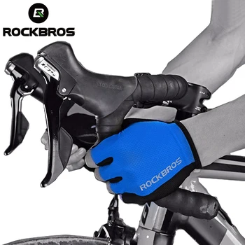 ROCKBROS 5 Barva Polovina Prst Cyklistické Rukavice Silikonový Gel Ztluštělé Pad Anti-smyku Nárazuvzdorný Prodyšný MTB Silniční Cyklistické Rukavice
