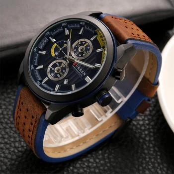 Curren hodinky muži luxusní značky quartz hodinky pro muže kožený řemínek, chronograf vodotěsné vojenské relogio masculino mužské hodiny