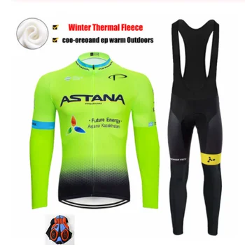 ASTANA zimní výbava 2021 JERSEY Cyklistika černá 9D cyklistické kalhoty sada pro Muže Tepelné vlny Cyklistické Oblečení