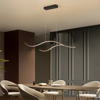 Moderní Minimalistická LED Lustr Pro Jídelně, kavárně, Baru, Kanceláře, Závěsné svítidlo Zlaté Nebo Černé Restauraci Dlouhý Přívěsek Lampy