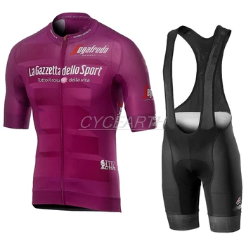 Tour De Italia Itálie 2019 Muži Cyklistika Letní krátký rukáv Set Dres a bib šortky Prodyšný MTB racing maillot