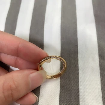 Mosaz tlačítko jednoduchý design s zirkony prsten pro ženy snubní prsten