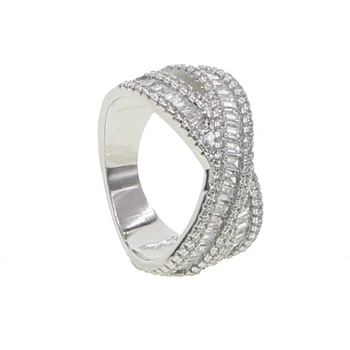 Luxusní lesklé Zirkony Micro Pave Nastavení X Tvar Kroužek ohromující kříž prsteny, Šperky, Dámské Doplňky