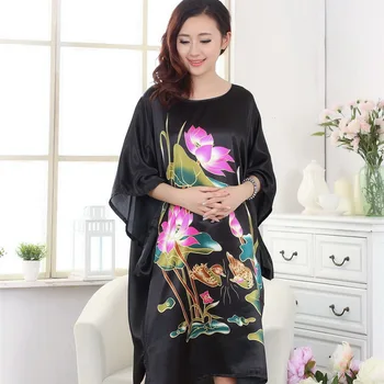 Lady Bat Rukáv Kimono Župan Šaty Květinové Tisk Sleepwear Měkké Intimní Spodní Prádlo, Noční Košile Lougne Noční Košili