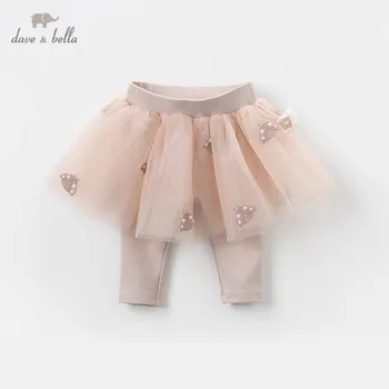 DBZ13756 dave bella jarní baby girls módní karikatura mesh kalhoty děti plné délky děti kalhoty kojenecké batole kalhoty