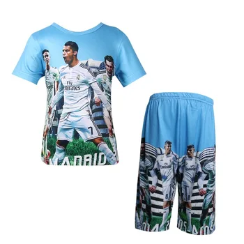 New baby big boys t shirt set Real Football star t-shirt 3D Madrid C Ronaldo pyžamo karikatura Děti krátké kalhoty oblečení 5-14Y