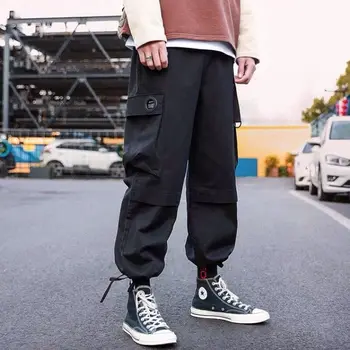 Cargo Kalhoty Muži Japonský Streetwear Jogging Kalhoty Hip Hop Korean Harajuku Módní Oversize Kalhoty Pro Muže Oblečení Černé