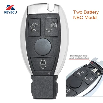 KEYECU Náhradní 3 Tlačítka Vzdálené Klíče od Auta Shell Případě Fob pro Mercedes-Benz NEC Modely ( Dvě Baterie, Držák, Otevřel Shora)