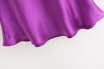 Toppies letní fialové saténové sukně dámské-line midi sukně vysoký pas plná barva streetwear