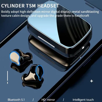 M9 TWS S HD Zrcadlo Smart Screen Mini Bezdrátová Sluchátka Bluetooth 5.1 LED Displej Napájení M9 Pro Stereo Pro Telefon VS F9 A13 T9
