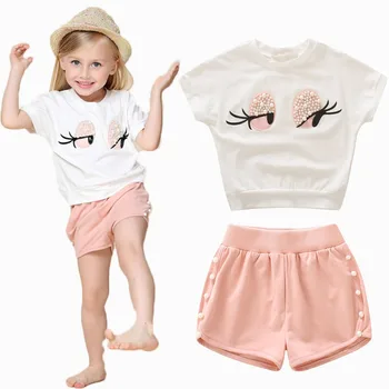 Pearl Girls Oblečení Set Krásné Dlouhé Řasy Batole Dívka, topy + Kalhoty Dívky Oblek Dětské Oblečení