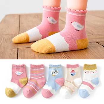 5Pairs/lot Zimní Krátké Ponožky, Děti, Podzim Ponožky pro Dívky Novorozence Baby Kreslené Chlapce Měkké Cptton Batole Ponožky pro Děti