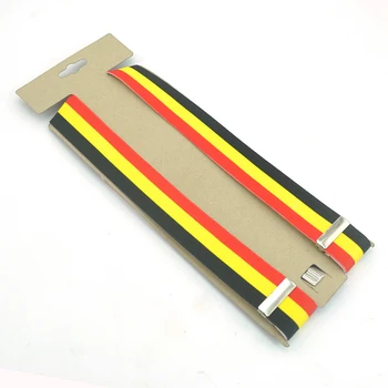 Módní 3,5 cm belgie vlajky design podvazkové Černé žluté červené pruhy šle pánské Pánské Unisex Klip-na Šle Elastické pás