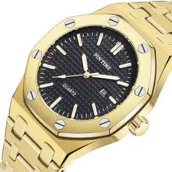 2020 Luxusní Značky Muže Hodinky Gold Business Pánské Ocelové Vodotěsné Neformální Quartz Datum Hodiny Mužské Náramkové hodinky relogio masculino