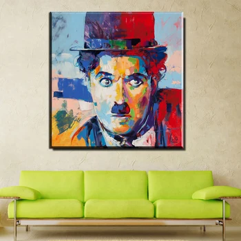 Plátno Portrétní Malby Charlie Chaplin Plátno, Tisk Plakátů pro obývací pokoj domácí dekoraci