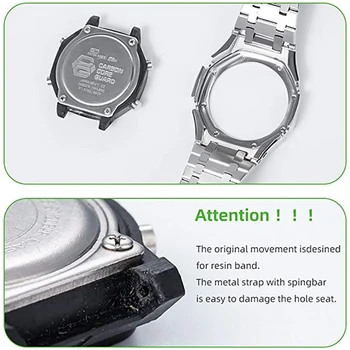 316 z Nerezové Oceli Watchband Stříbrný Náramek pánský Náramek Náhradní Kovový Řemínek pro Casio GA-2100/GA-2110 Hodinky Řetězce