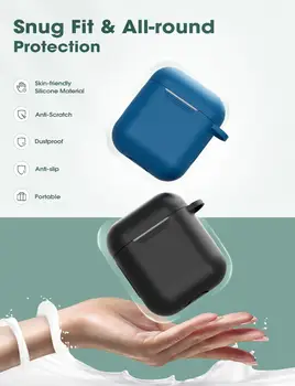 2 Balení Mpow Silikonový Ochranný Kryt S Keychain Pro Apple AirPods 1/2 Nabíjecí Pouzdro Přenosný Kufřík Ochranný Kryt